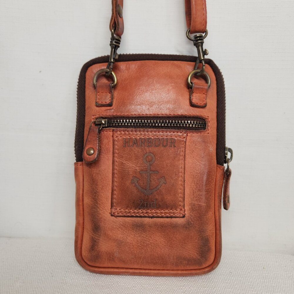 Harbour 2nd Burnt Orange Leather Sling Mini Crossbody Wallet Bag Purse
